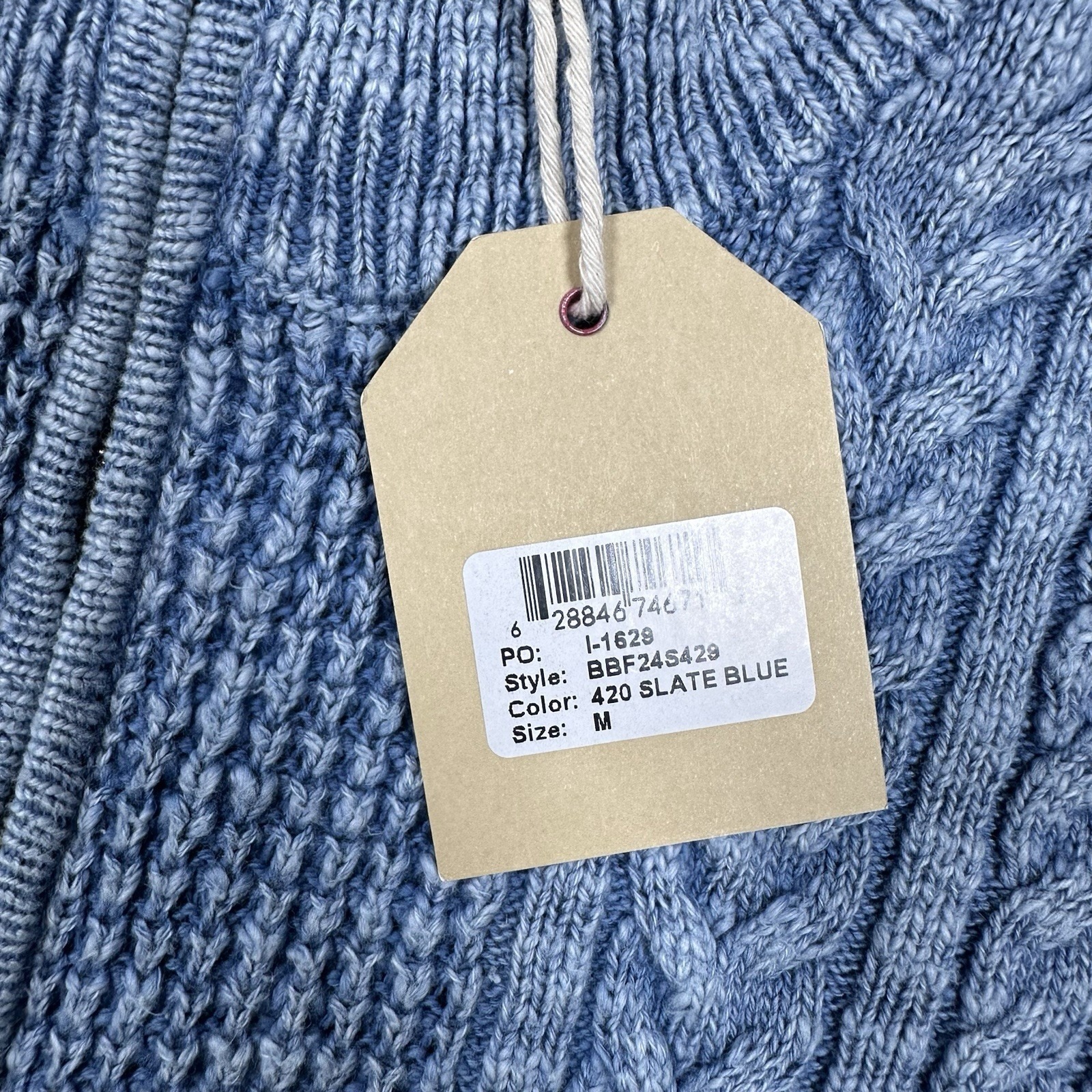 Borgo28 Sweater Mens Size Medium Slate Blue Cotton Slub Knit 1/4 Zip Preppy New — image 8 of 8
